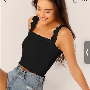 Black Ruffle Sleeve Top